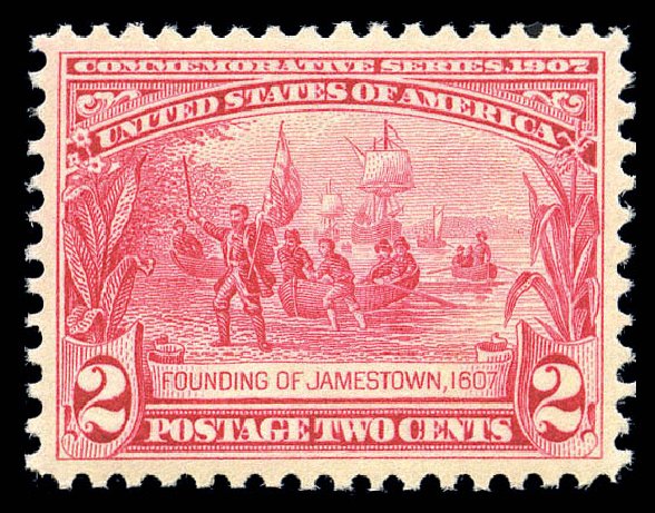 US Stamp Values Scott 329 - 1907 2c Jameston Exposition. Matthew Bennett International, Sep 2010, Sale 333, Lot 3724