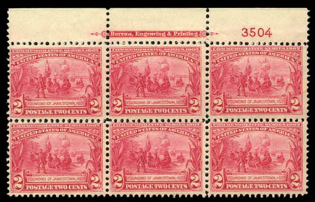 US Stamp Values Scott 329: 1907 2c Jameston Exposition. Matthew Bennett International, Mar 2011, Sale 337, Lot 2805
