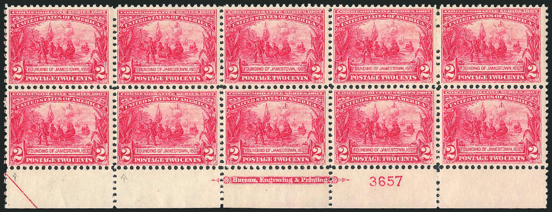 Values of US Stamps Scott #329: 1907 2c Jameston Exposition. Robert Siegel Auction Galleries, Oct 2011, Sale 1014, Lot 1765