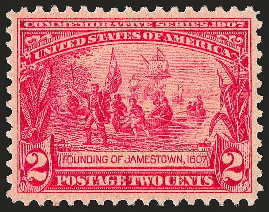 Price of US Stamps Scott Cat. 329 - 2c 1907 Jameston Exposition. Robert Siegel Auction Galleries, Sep 2008, Sale 962, Lot 2642