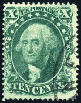 US Stamps Prices Scott #33: 10c 1857 Washington. Harmer-Schau Auction Galleries, Oct 2010, Sale 87, Lot 107