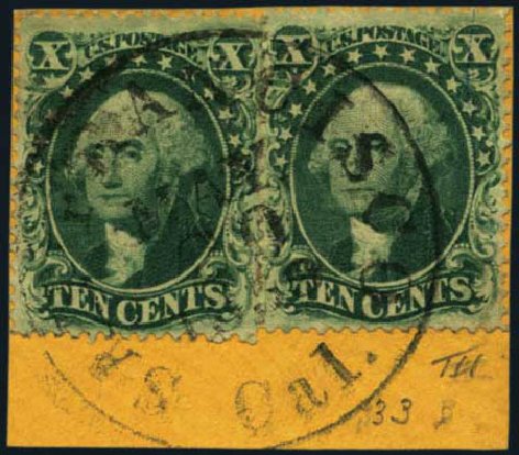 Value of US Stamps Scott Catalogue 33 - 10c 1857 Washington. Harmer-Schau Auction Galleries, May 2012, Sale 93, Lot 258