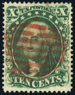 Costs of US Stamps Scott 33 - 1857 10c Washington. Harmer-Schau Auction Galleries, Jan 2014, Sale 100, Lot 439