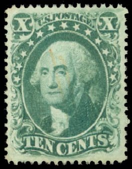 Value of US Stamp Scott #33: 1857 10c Washington. Daniel Kelleher Auctions, May 2014, Sale 652, Lot 119