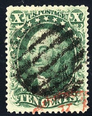Values of US Stamp Scott Catalogue 33: 1857 10c Washington. Cherrystone Auctions, Jan 2008, Sale 200801, Lot 1051