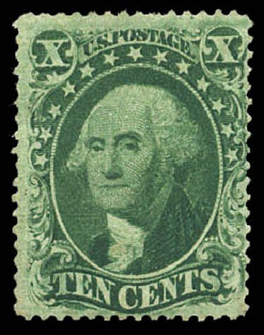 Values of US Stamps Scott # 33 - 1857 10c Washington. Matthew Bennett International, Mar 2011, Sale 336, Lot 1134