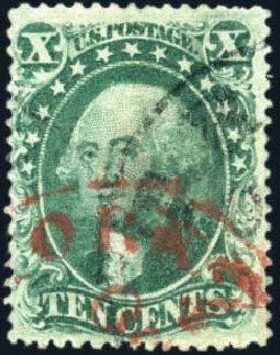 Prices of US Stamps Scott Catalogue # 33: 10c 1857 Washington. Harmer-Schau Auction Galleries, Mar 2011, Sale 89, Lot 104