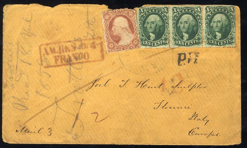 Value of US Stamp Scott Cat. 33 - 10c 1857 Washington. Cherrystone Auctions, Apr 2009, Sale 200904, Lot 5