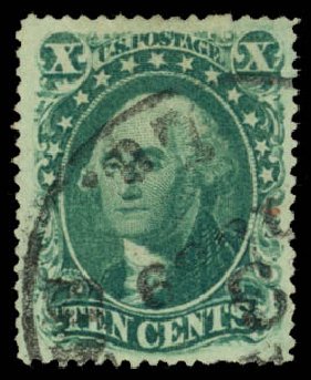 Value of US Stamps Scott Cat. # 33: 1857 10c Washington. Daniel Kelleher Auctions, Dec 2014, Sale 661, Lot 65