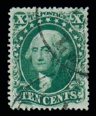 Value of US Stamp Scott Cat. #33 - 1857 10c Washington. Matthew Bennett International, Dec 2007, Sale 323, Lot 143