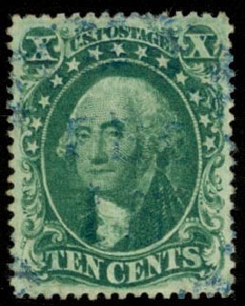 US Stamp Values Scott Catalogue #33: 1857 10c Washington. Daniel Kelleher Auctions, Mar 2013, Sale 635, Lot 276