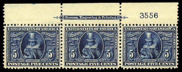 Costs of US Stamp Scott Catalog 330: 1907 5c Jameston Exposition. Matthew Bennett International, Mar 2011, Sale 337, Lot 2807