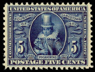 Costs of US Stamp Scott Catalogue 330: 1907 5c Jameston Exposition. Daniel Kelleher Auctions, Oct 2014, Sale 660, Lot 2337