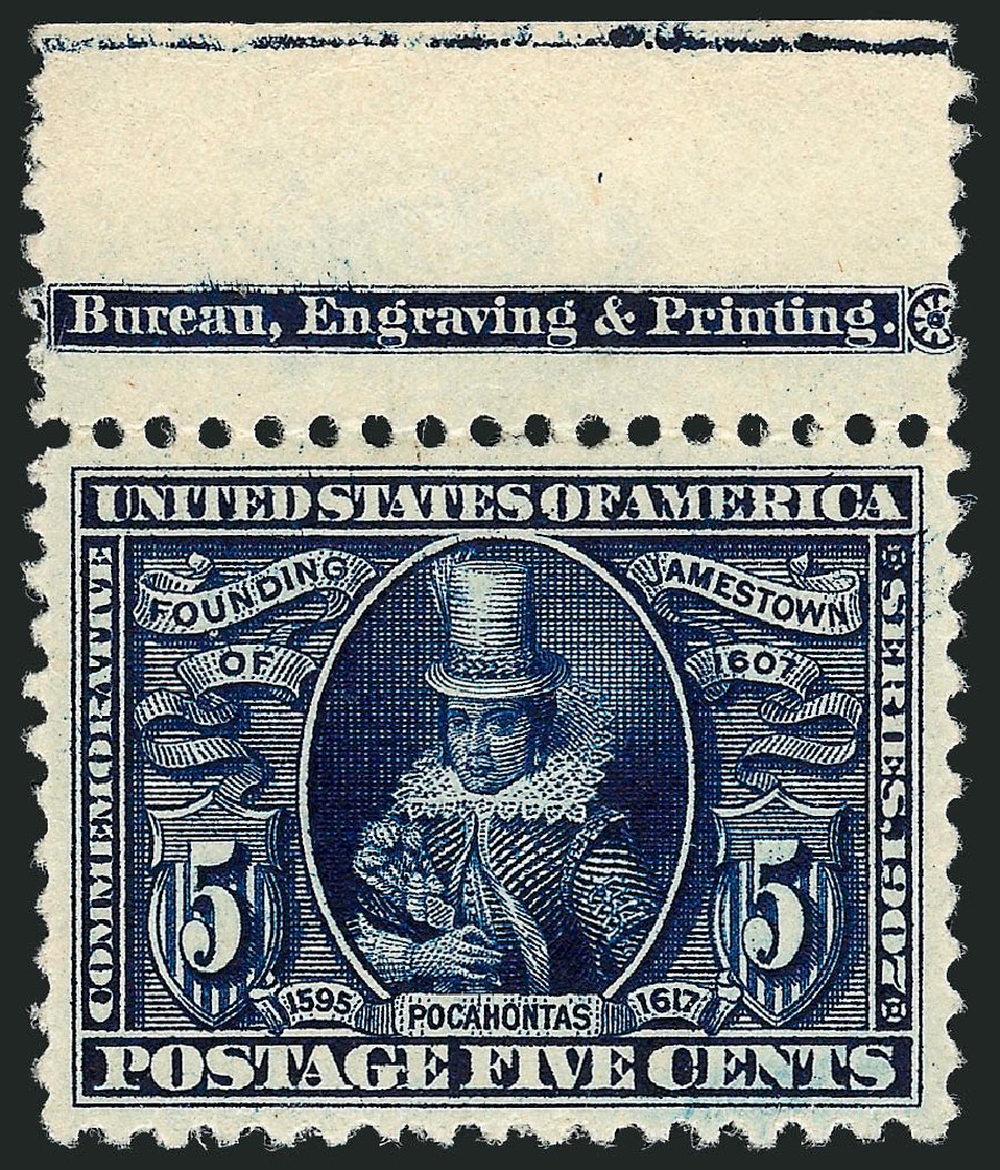 Price of US Stamps Scott Cat. #330: 1907 5c Jameston Exposition. Robert Siegel Auction Galleries, Oct 2008, Sale 963, Lot 937