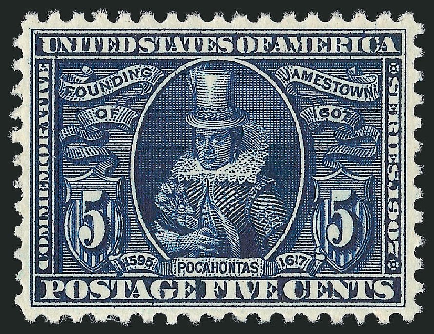Values of US Stamps Scott Catalog # 330 - 1907 5c Jameston Exposition. Robert Siegel Auction Galleries, Jun 2009, Sale 975, Lot 1717