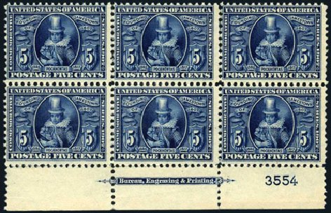 US Stamps Value Scott Catalog 330 - 1907 5c Jameston Exposition. Harmer-Schau Auction Galleries, Feb 2009, Sale 80, Lot 1288