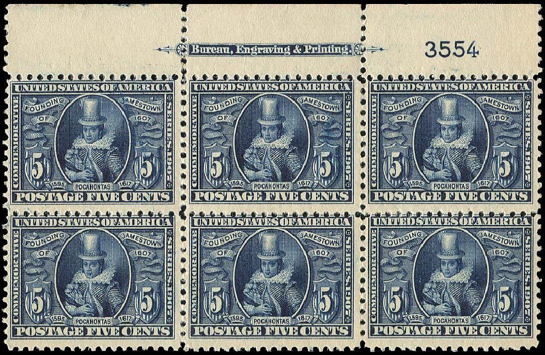 US Stamp Value Scott 330 - 1907 5c Jameston Exposition. Regency-Superior, Nov 2014, Sale 108, Lot 1298