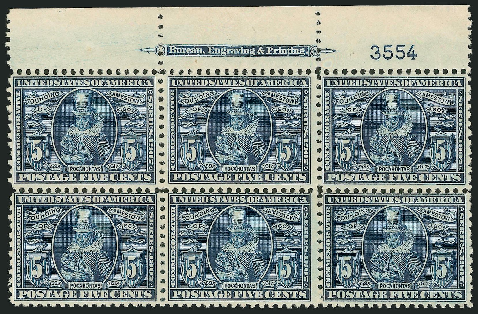 US Stamp Price Scott Catalogue 330 - 5c 1907 Jameston Exposition. Robert Siegel Auction Galleries, Oct 2008, Sale 963, Lot 938