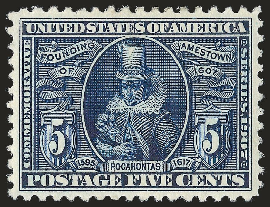 Values of US Stamps Scott #330: 1907 5c Jameston Exposition. Robert Siegel Auction Galleries, Jun 2009, Sale 975, Lot 1718