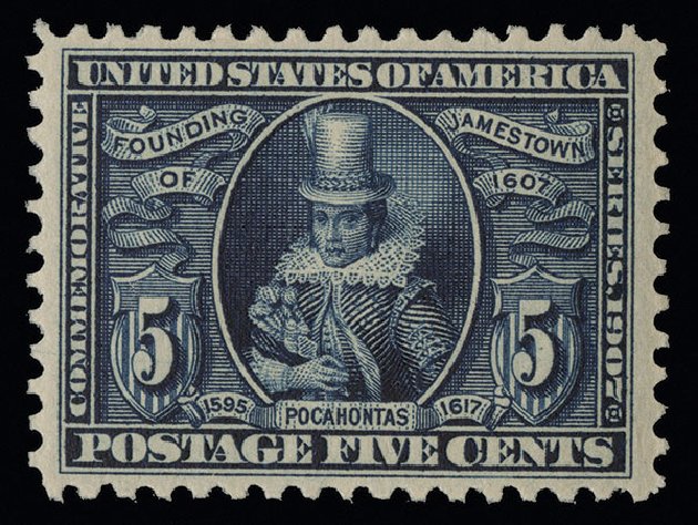 Value of US Stamp Scott 330 - 5c 1907 Jameston Exposition. Spink Shreves Galleries, Aug 2013, Sale 144, Lot 208
