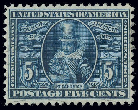 Costs of US Stamps Scott 330: 1907 5c Jameston Exposition. Matthew Bennett International, Jun 2008, Sale 328, Lot 879