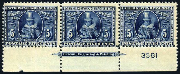 Cost of US Stamp Scott Cat. 330: 1907 5c Jameston Exposition. Harmer-Schau Auction Galleries, Jun 2008, Sale 78, Lot 1519