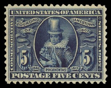 Cost of US Stamp Scott #330: 1907 5c Jameston Exposition. Daniel Kelleher Auctions, Oct 2012, Sale 632, Lot 1270