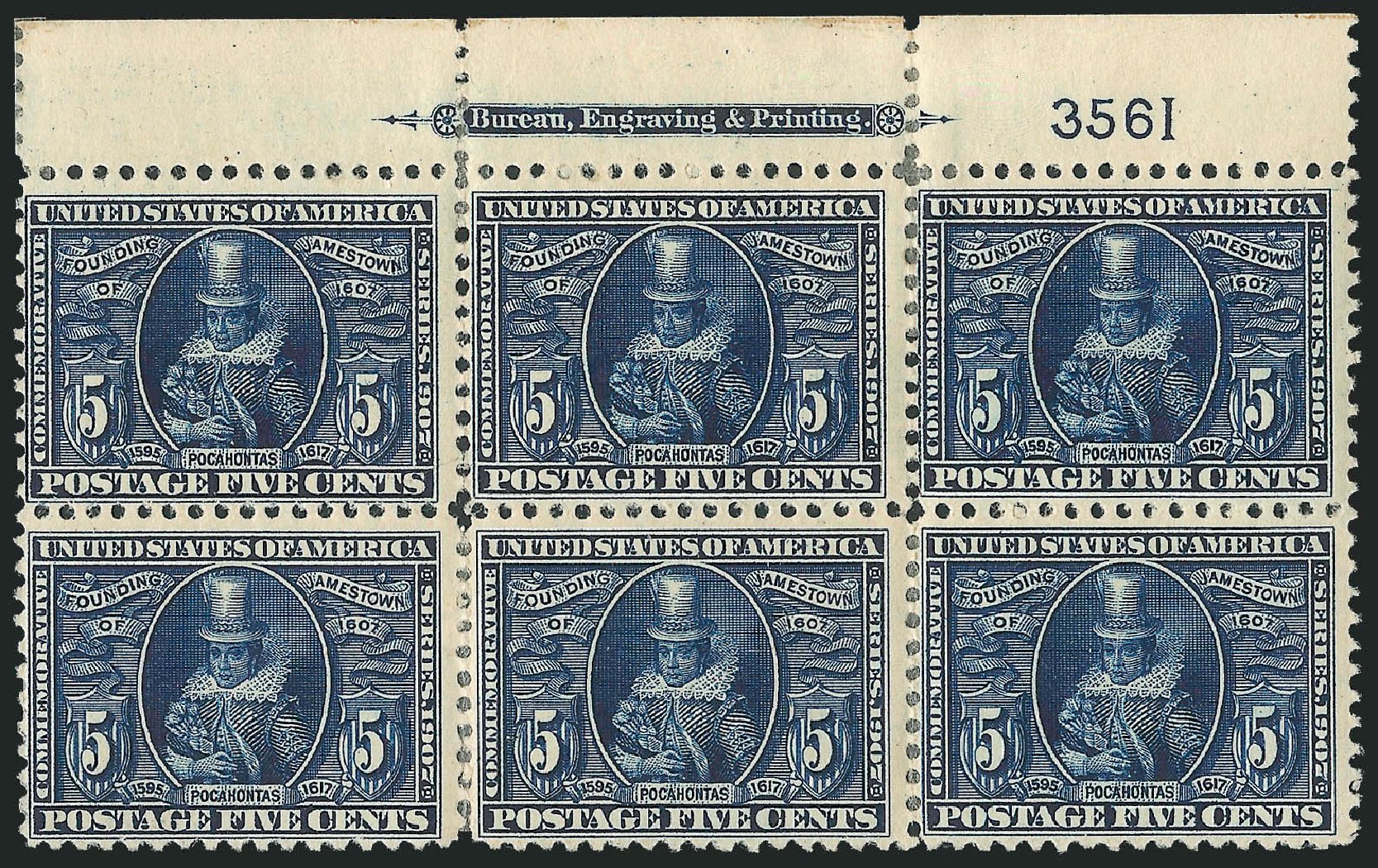 Prices of US Stamps Scott Catalogue # 330: 1907 5c Jameston Exposition. Robert Siegel Auction Galleries, Mar 2013, Sale 1040, Lot 1700