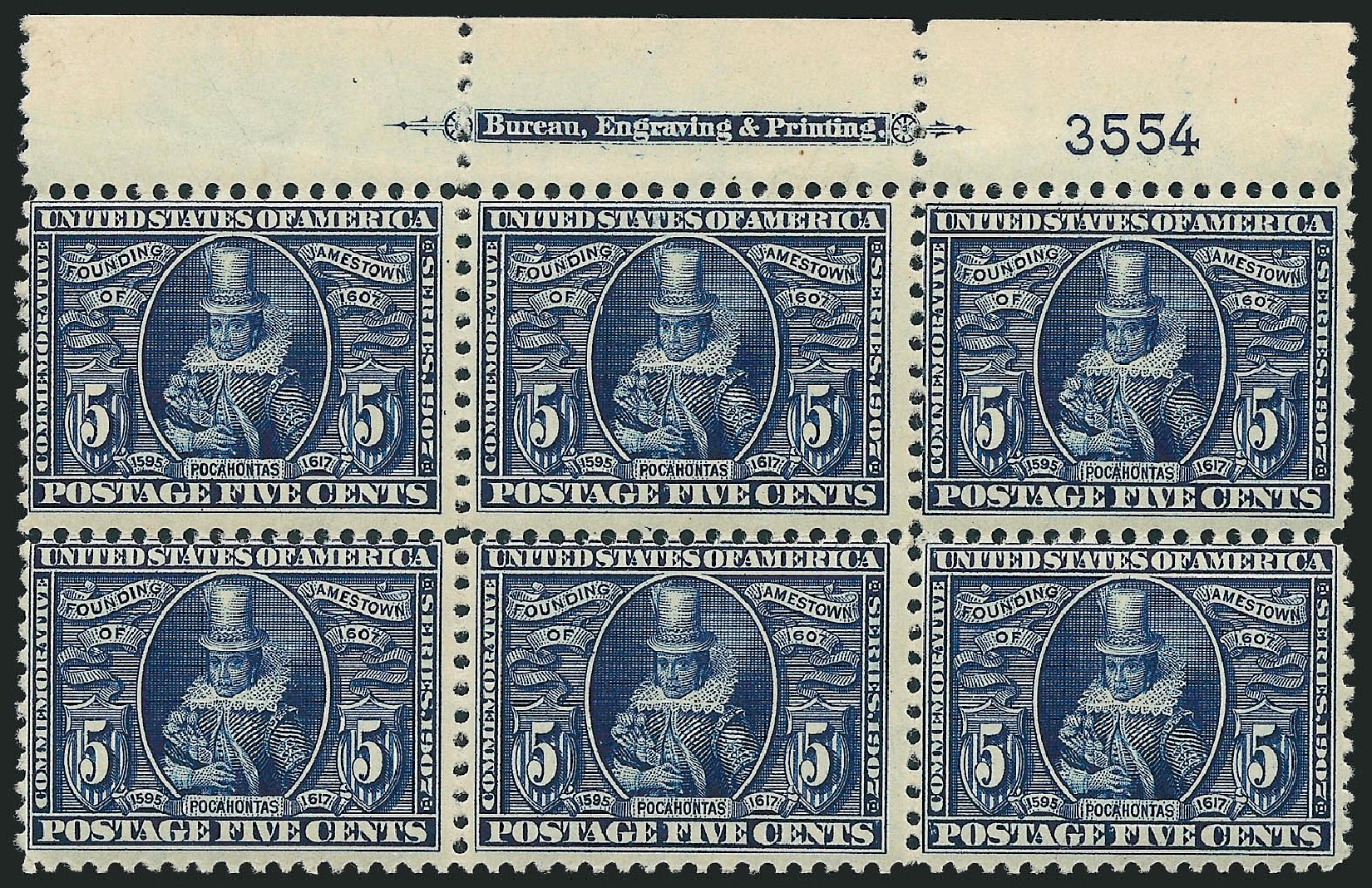 Costs of US Stamp Scott Cat. 330: 1907 5c Jameston Exposition. Robert Siegel Auction Galleries, Apr 2009, Sale 971, Lot 1390
