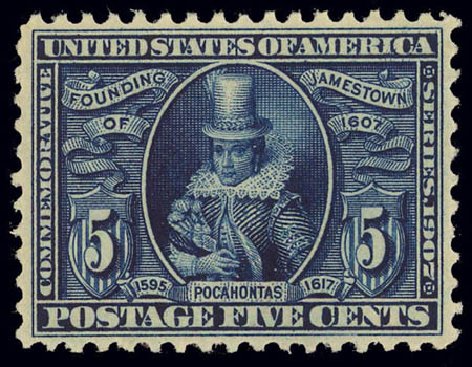 Costs of US Stamps Scott # 330: 1907 5c Jameston Exposition. Daniel Kelleher Auctions, Feb 2013, Sale 634, Lot 211