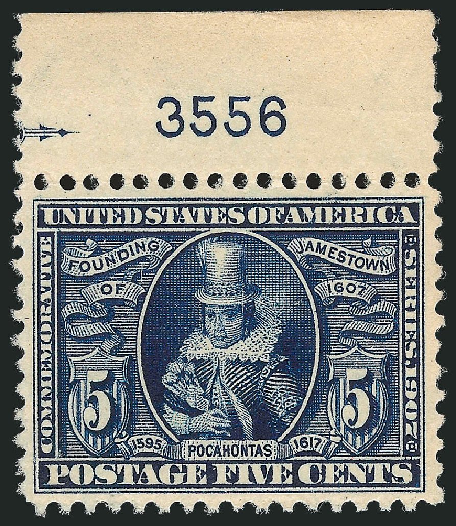 Price of US Stamp Scott 330 - 1907 5c Jameston Exposition. Robert Siegel Auction Galleries, Nov 2013, Sale 1061, Lot 3851