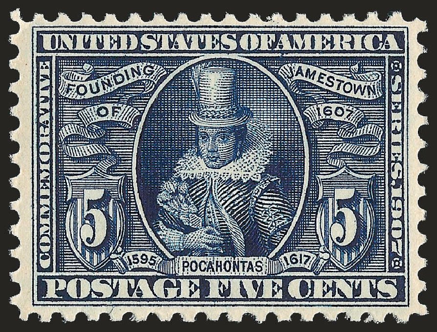 Price of US Stamps Scott Cat. #330: 5c 1907 Jameston Exposition. Robert Siegel Auction Galleries, Jun 2010, Sale 992, Lot 2421