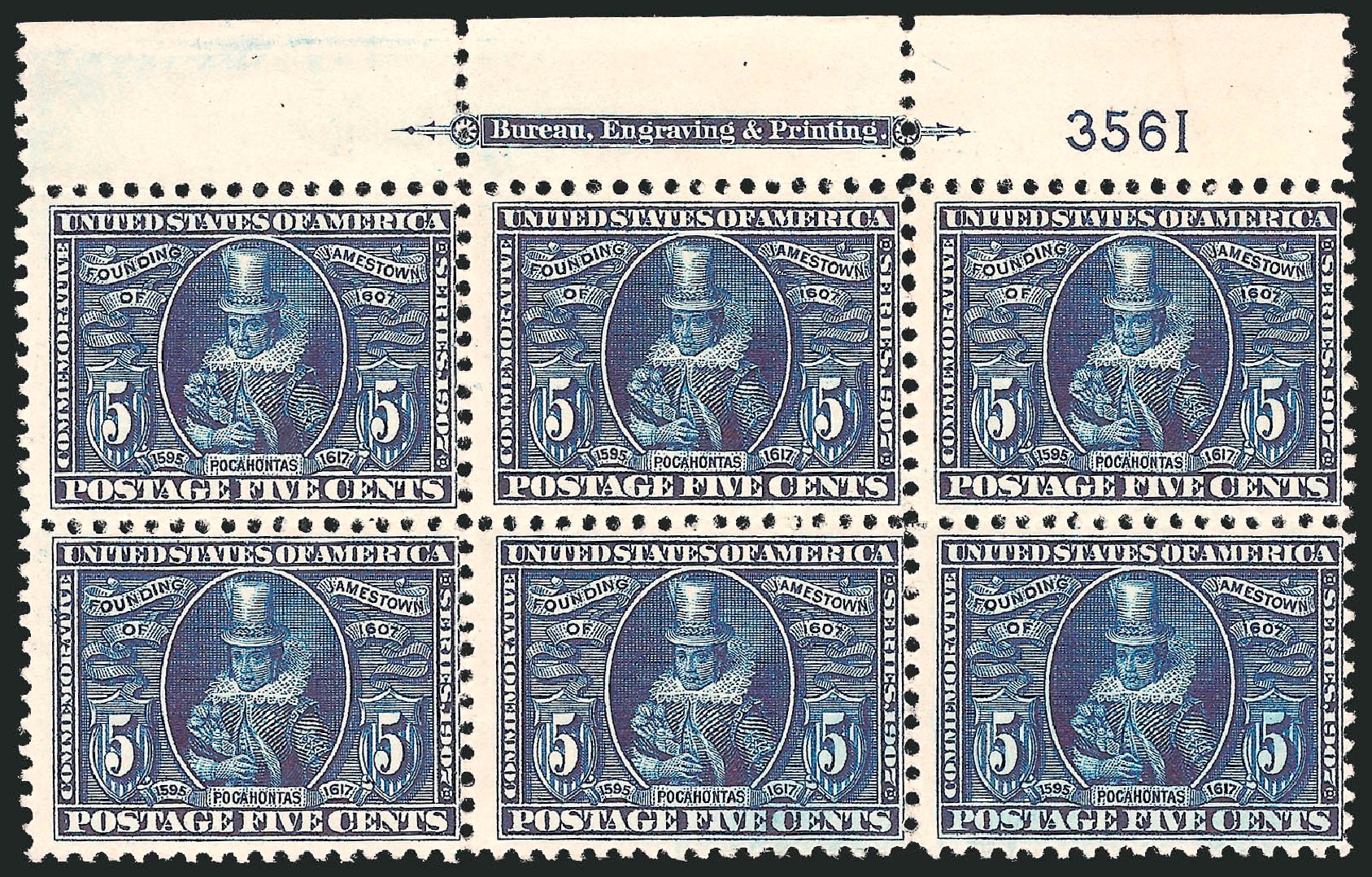 US Stamp Price Scott Cat. # 330: 5c 1907 Jameston Exposition. Robert Siegel Auction Galleries, Mar 2014, Sale 1067, Lot 1414