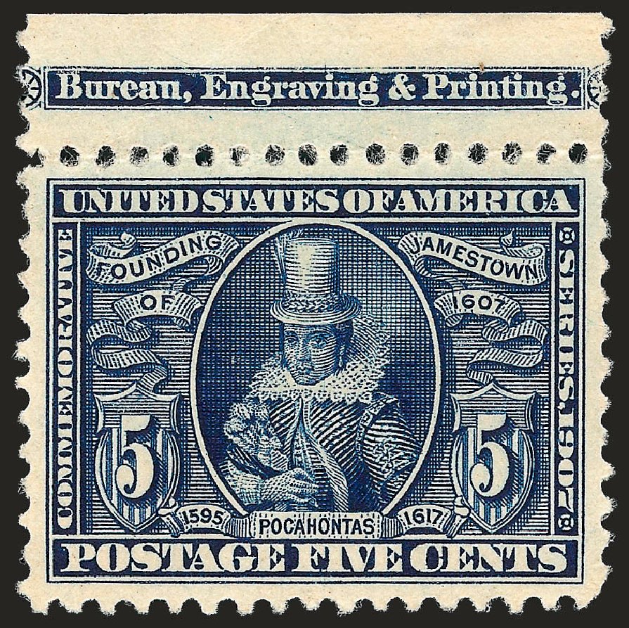 Price of US Stamps Scott Catalogue 330: 5c 1907 Jameston Exposition. Robert Siegel Auction Galleries, Sep 2008, Sale 962, Lot 2644