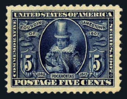 US Stamps Prices Scott Catalogue # 330 - 1907 5c Jameston Exposition. Harmer-Schau Auction Galleries, Aug 2014, Sale 102, Lot 1975