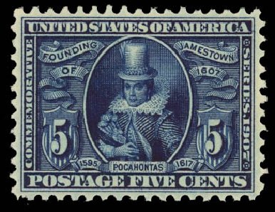 Prices of US Stamps Scott #330: 5c 1907 Jameston Exposition. Daniel Kelleher Auctions, Jan 2012, Sale 628, Lot 445