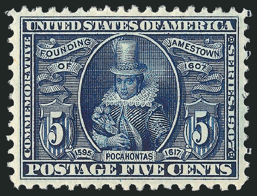 Cost of US Stamp Scott Catalogue 330 - 5c 1907 Jameston Exposition. Robert Siegel Auction Galleries, Mar 2012, Sale 1019, Lot 715