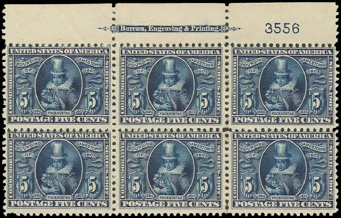 US Stamp Prices Scott Cat. # 330: 5c 1907 Jameston Exposition. H.R. Harmer, Oct 2014, Sale 3006, Lot 1322