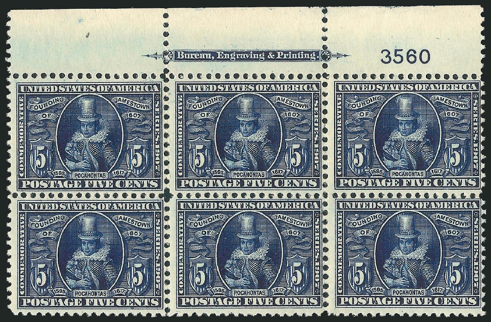 US Stamps Prices Scott # 330 - 5c 1907 Jameston Exposition. Robert Siegel Auction Galleries, Nov 2013, Sale 1061, Lot 3852