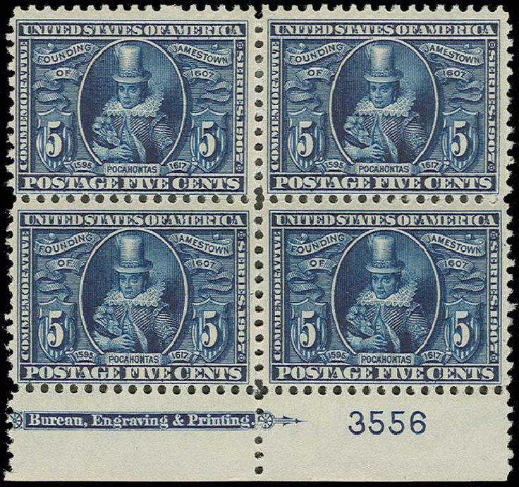 US Stamp Value Scott Catalog #330 - 5c 1907 Jameston Exposition. H.R. Harmer, Jun 2013, Sale 3003, Lot 1233