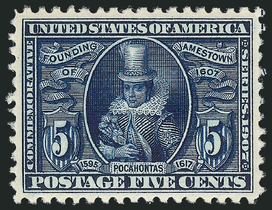 Price of US Stamps Scott Catalog #330: 1907 5c Jameston Exposition. Robert Siegel Auction Galleries, Mar 2011, Sale 1007, Lot 2633