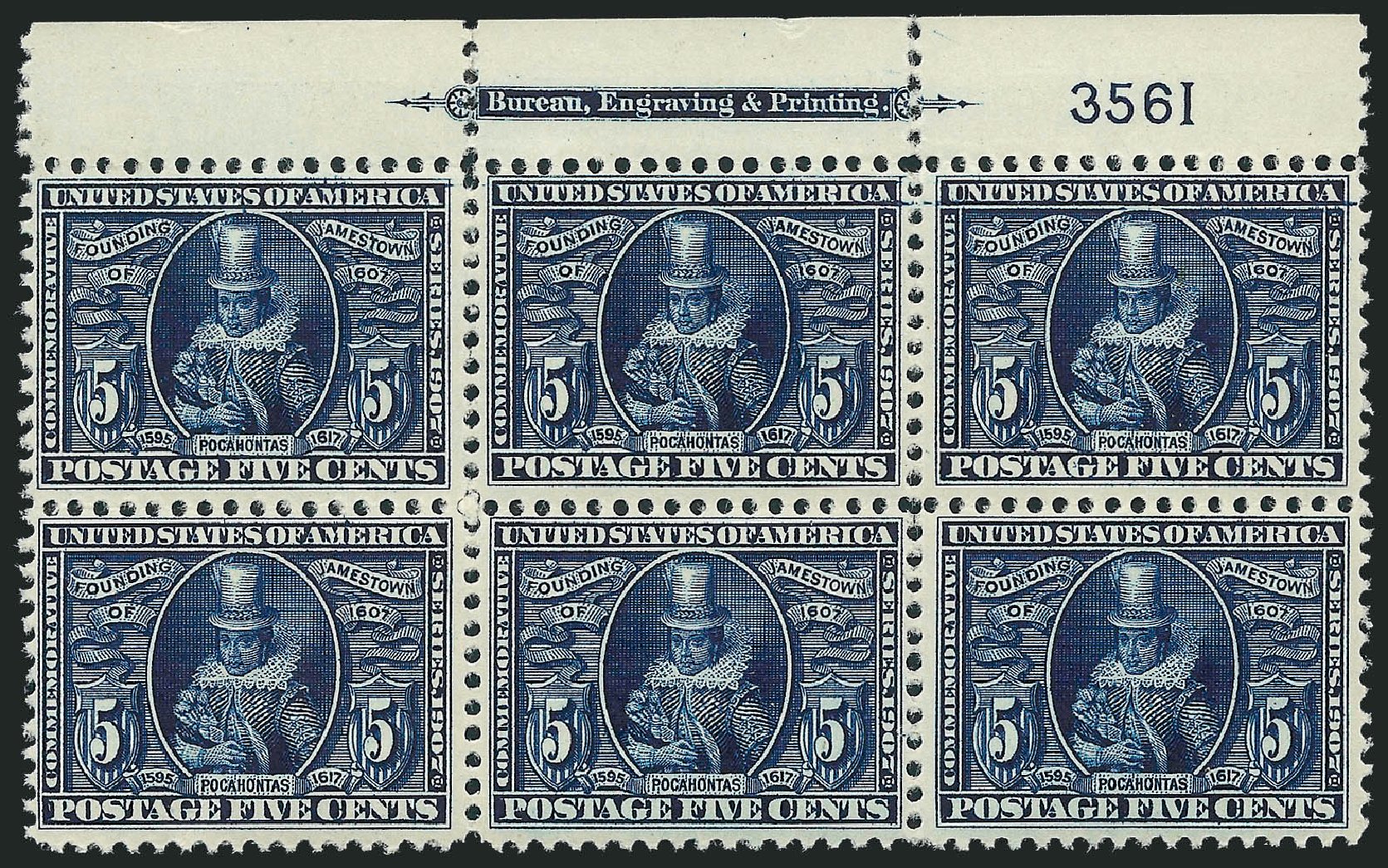 Value of US Stamp Scott 330: 5c 1907 Jameston Exposition. Robert Siegel Auction Galleries, Apr 2009, Sale 971, Lot 1393