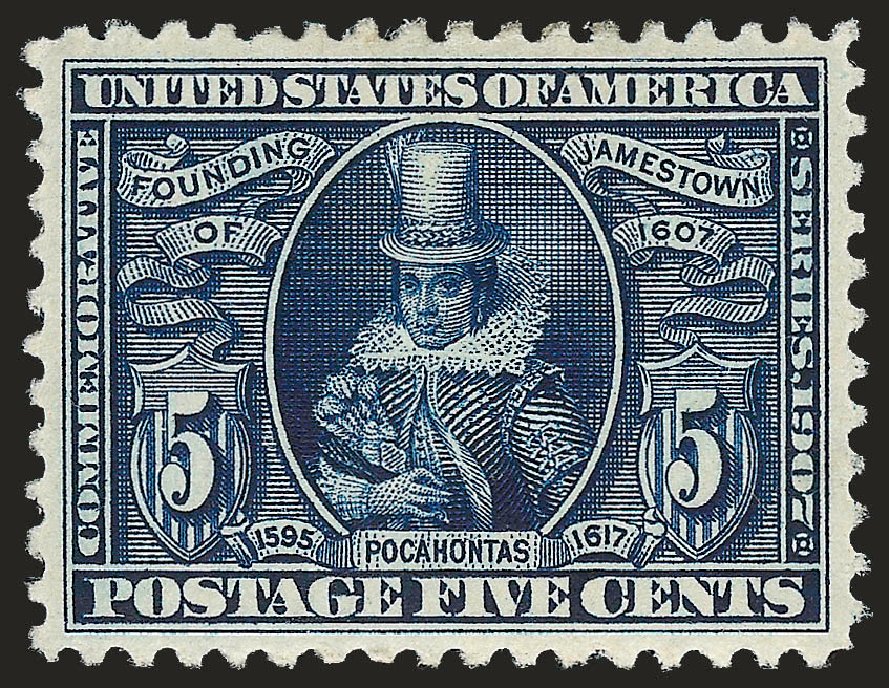 US Stamps Prices Scott Catalog #330: 5c 1907 Jameston Exposition. Robert Siegel Auction Galleries, Jun 2009, Sale 975, Lot 1716
