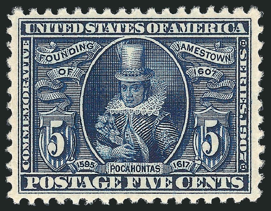 Cost of US Stamp Scott Cat. #330 - 1907 5c Jameston Exposition. Robert Siegel Auction Galleries, Oct 2010, Sale 997, Lot 5876