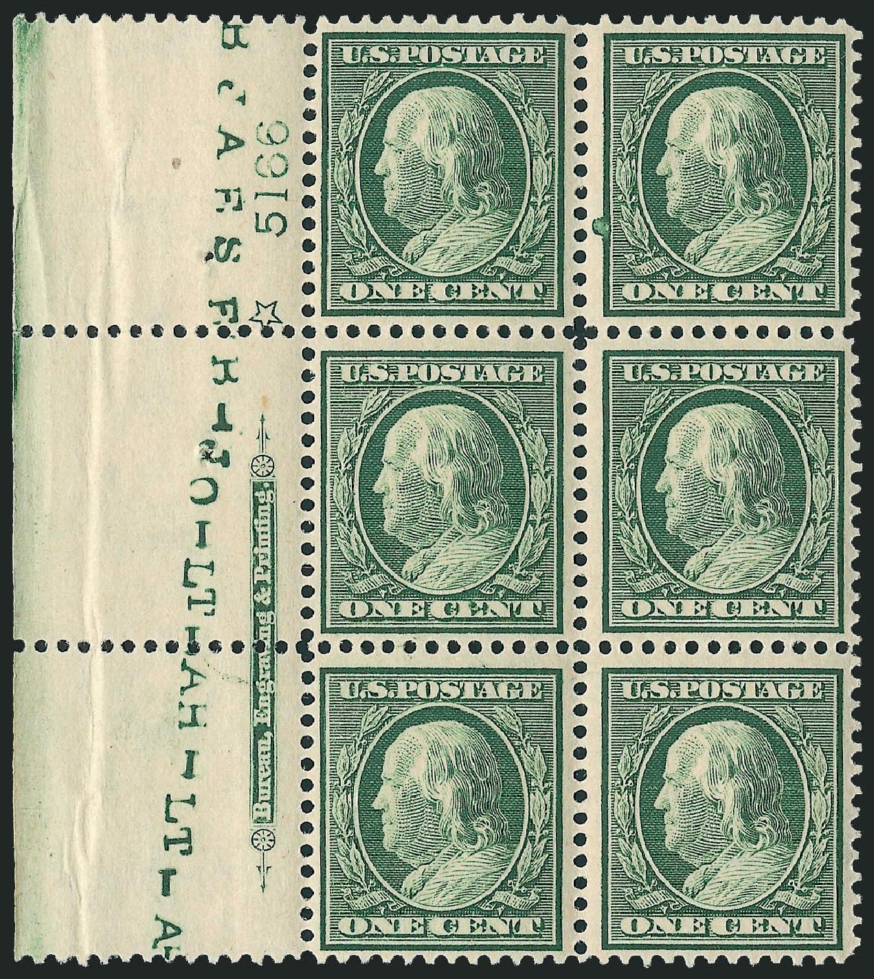 US Stamps Value Scott Cat. 331: 1908 1c Franklin. Robert Siegel Auction Galleries, Apr 2009, Sale 971, Lot 1399