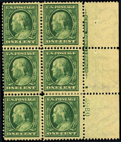 US Stamps Value Scott # 331: 1c 1908 Franklin. Harmer-Schau Auction Galleries, Feb 2012, Sale 92, Lot 1091