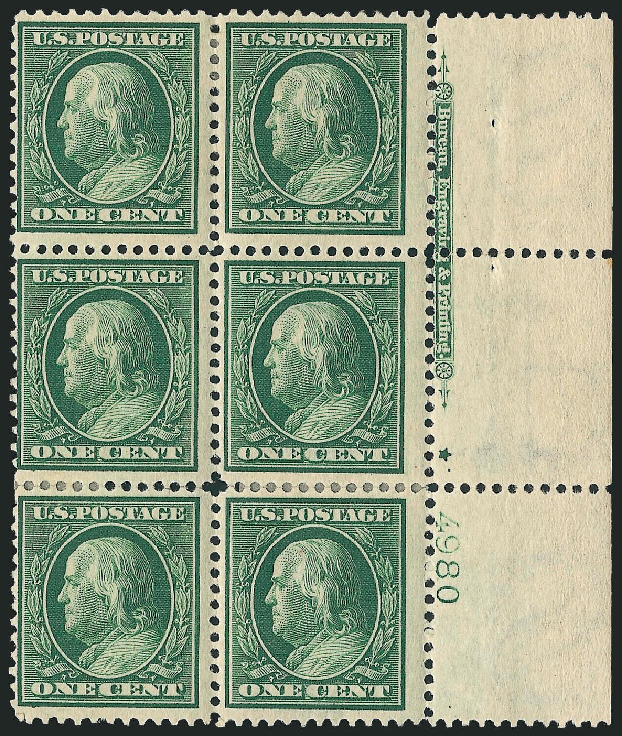 Value of US Stamps Scott #331: 1908 1c Franklin. Robert Siegel Auction Galleries, Apr 2009, Sale 971, Lot 1395