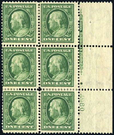 US Stamp Values Scott Catalogue # 331 - 1c 1908 Franklin. Harmer-Schau Auction Galleries, Aug 2011, Sale 90, Lot 1473