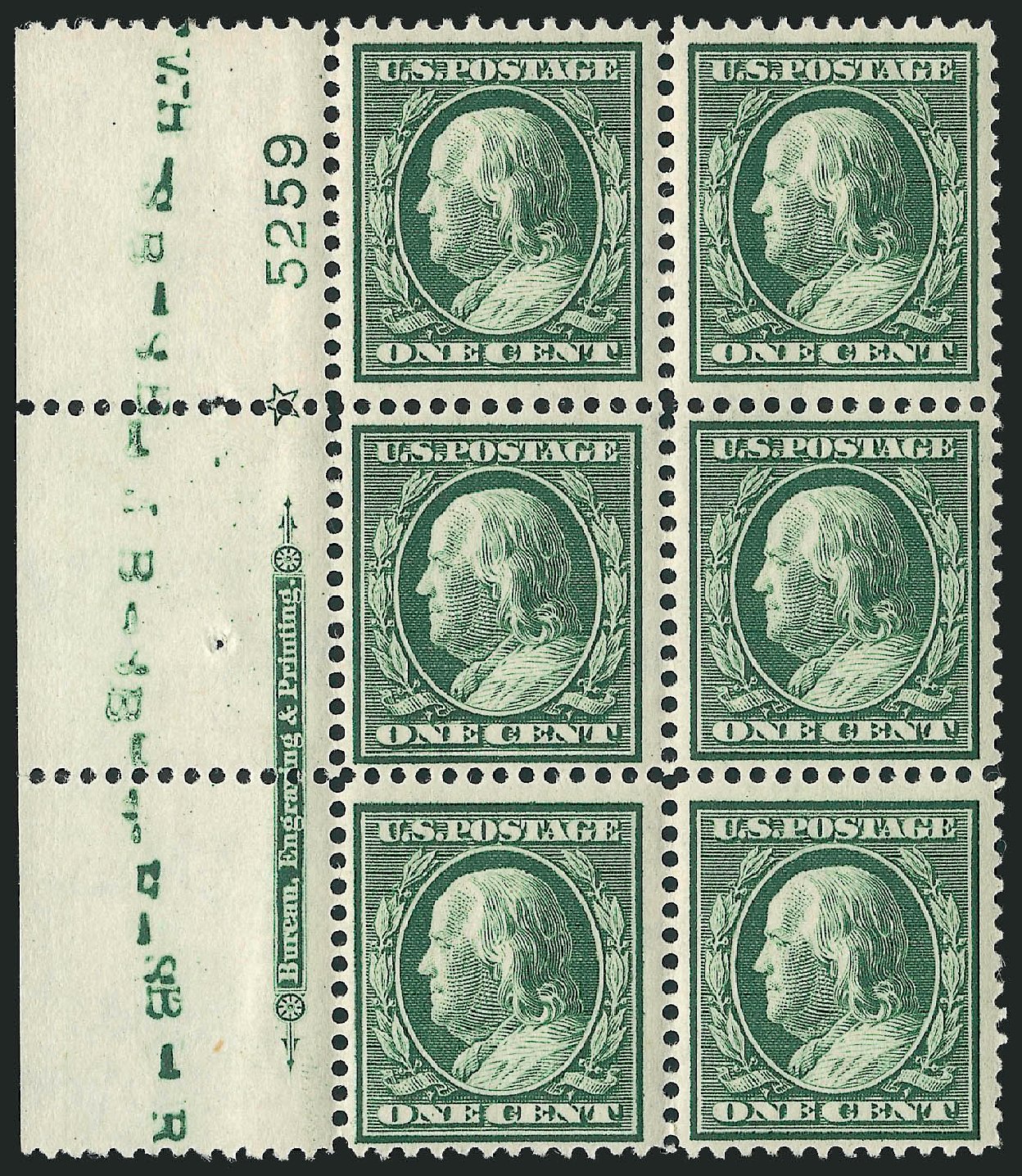 Values of US Stamp Scott Cat. #331: 1908 1c Franklin. Robert Siegel Auction Galleries, Apr 2009, Sale 971, Lot 1403