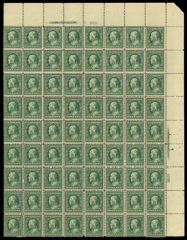 Price of US Stamp Scott Catalogue 331 - 1c 1908 Franklin. Daniel Kelleher Auctions, Jan 2012, Sale 628, Lot 446
